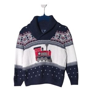 Jane and Jack Train‎ Shawl Pullover Sweater Cotton Connor Navy Size 18-24 Months